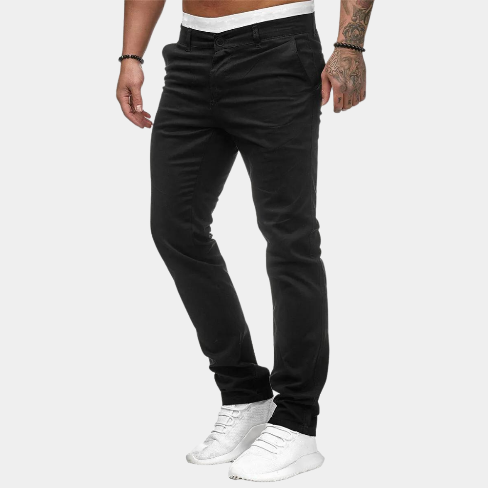 William | Slim Fit Chino Trousers with Side Pockets for Men