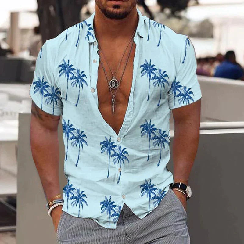 Lugos | Tropical Palm Print Shirt For Men