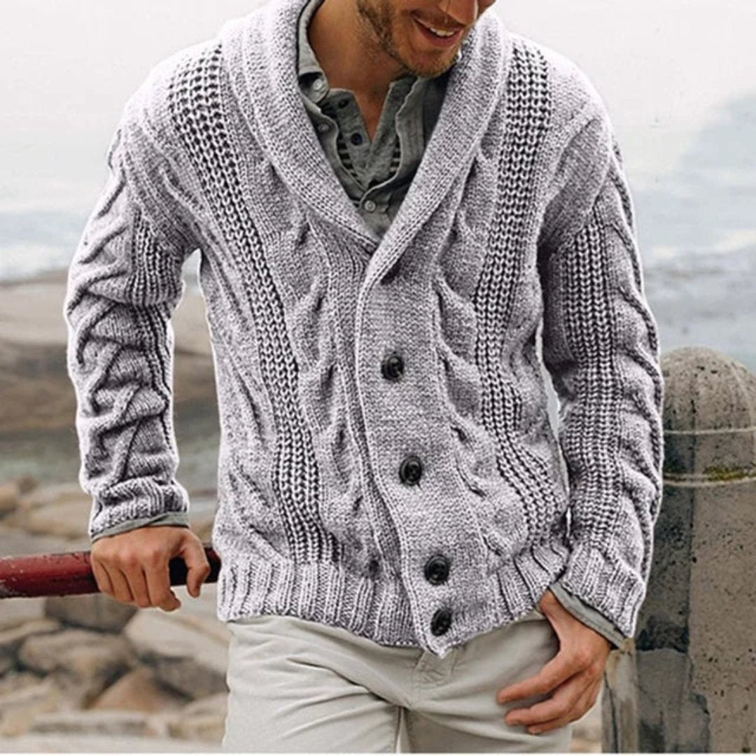 Harizo | Cable Knit Cardigan with Long Sleeves for Men