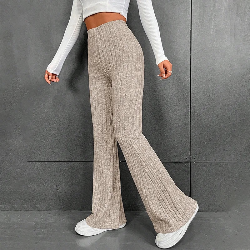 Noah | High-Waisted Ribbed Flare Pants for Women