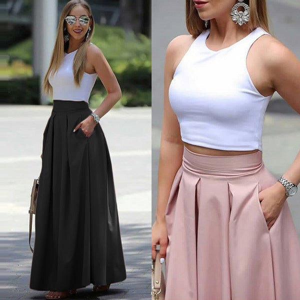 Felicity | High-Waisted Pleated Skirt in Solid Color for Women