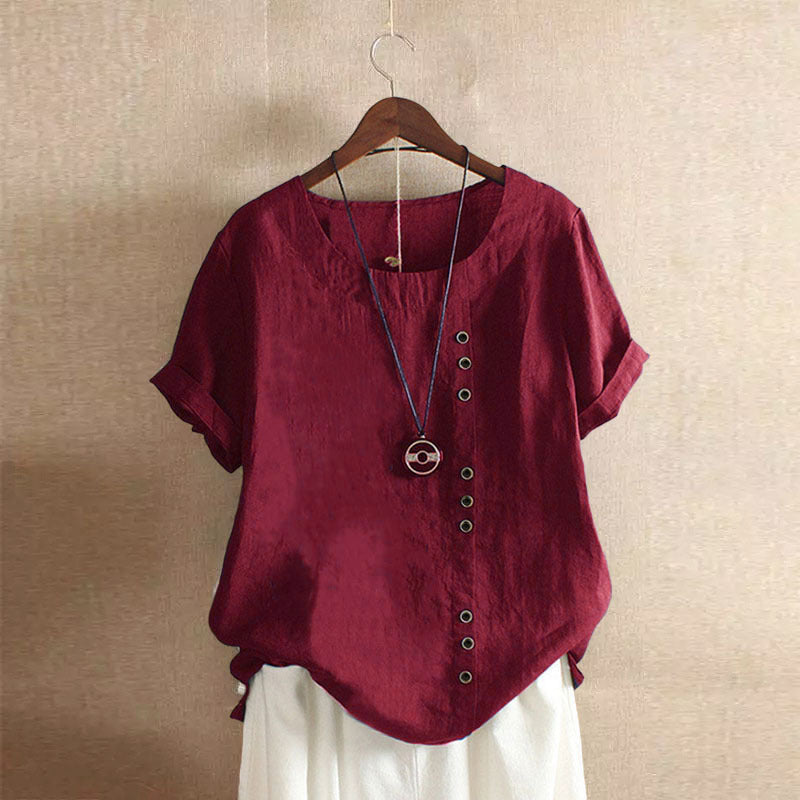 Women’s Vintage Linen Buttoned Blouse