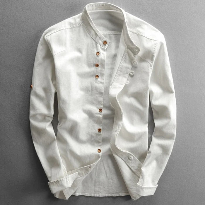 Mandarin Collar Button-Up Shirt for Men