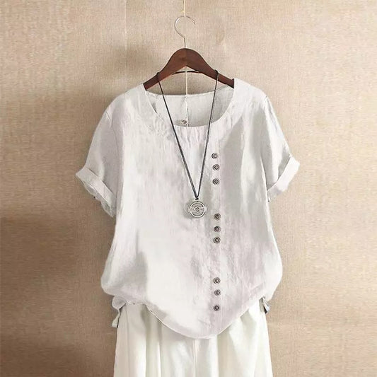 Women’s Vintage Linen Buttoned Blouse