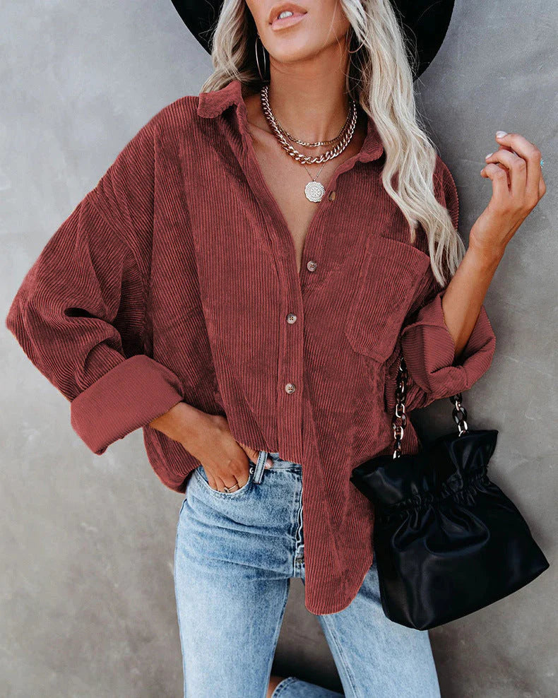 Women’s Oversized Corduroy Button-Up Shirt