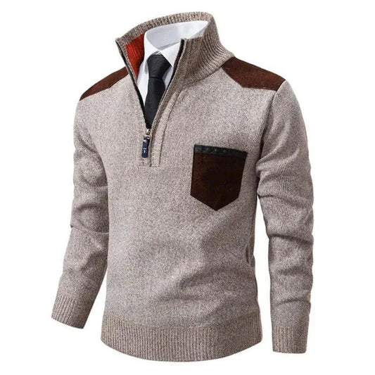 Men’s Half-Zip Knit Sweater with Chest Pocket