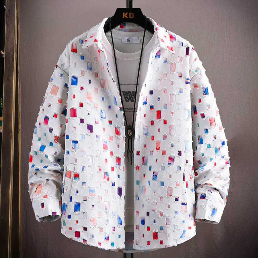 Men’s Abstract Patterned Button-Up Shirt