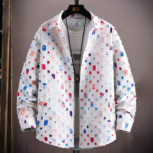 Men’s Abstract Patterned Button-Up Shirt