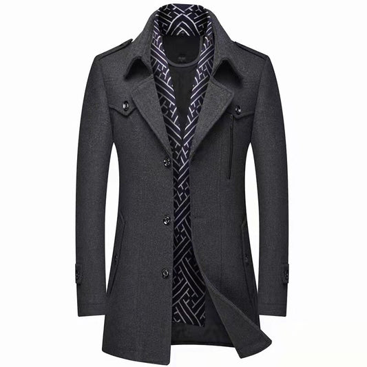 Men’s Tailored Trench Coat with Elegant Lining
