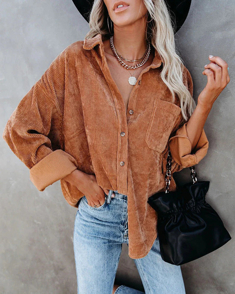 Women’s Oversized Corduroy Button-Up Shirt