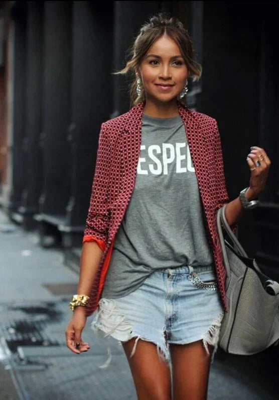 Tinsley | Casual Printed Blazer With Notched Collar for women