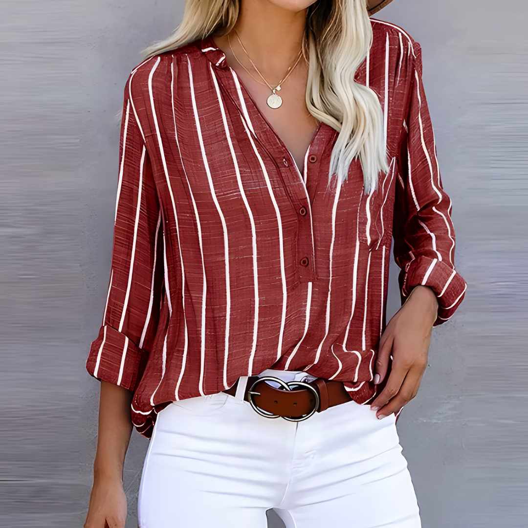 Jantien | Striped blouse in trendy cut for Women