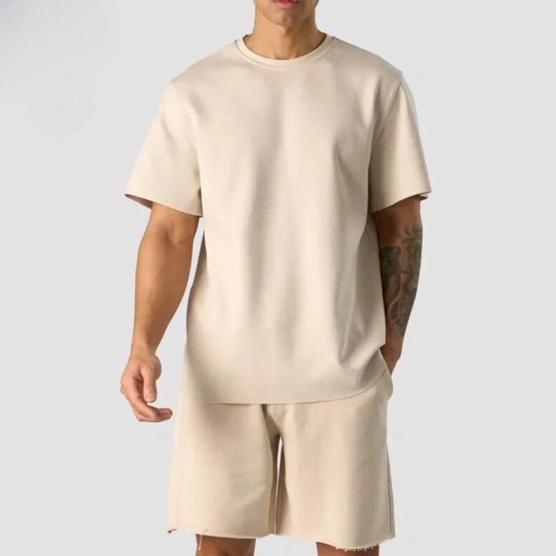 Karam | Beige Oversized Men's Summer Set
