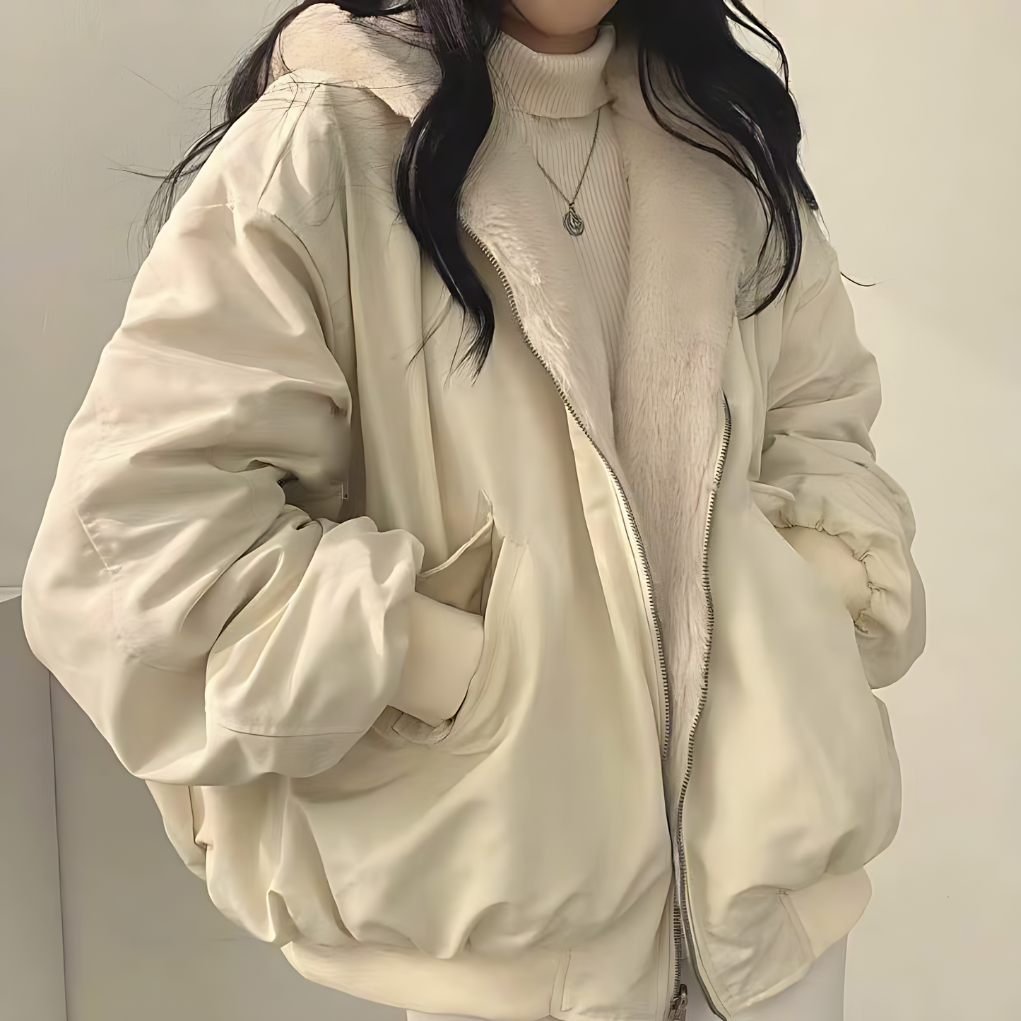 Women’s Oversized Jacket with Faux Fur Lining