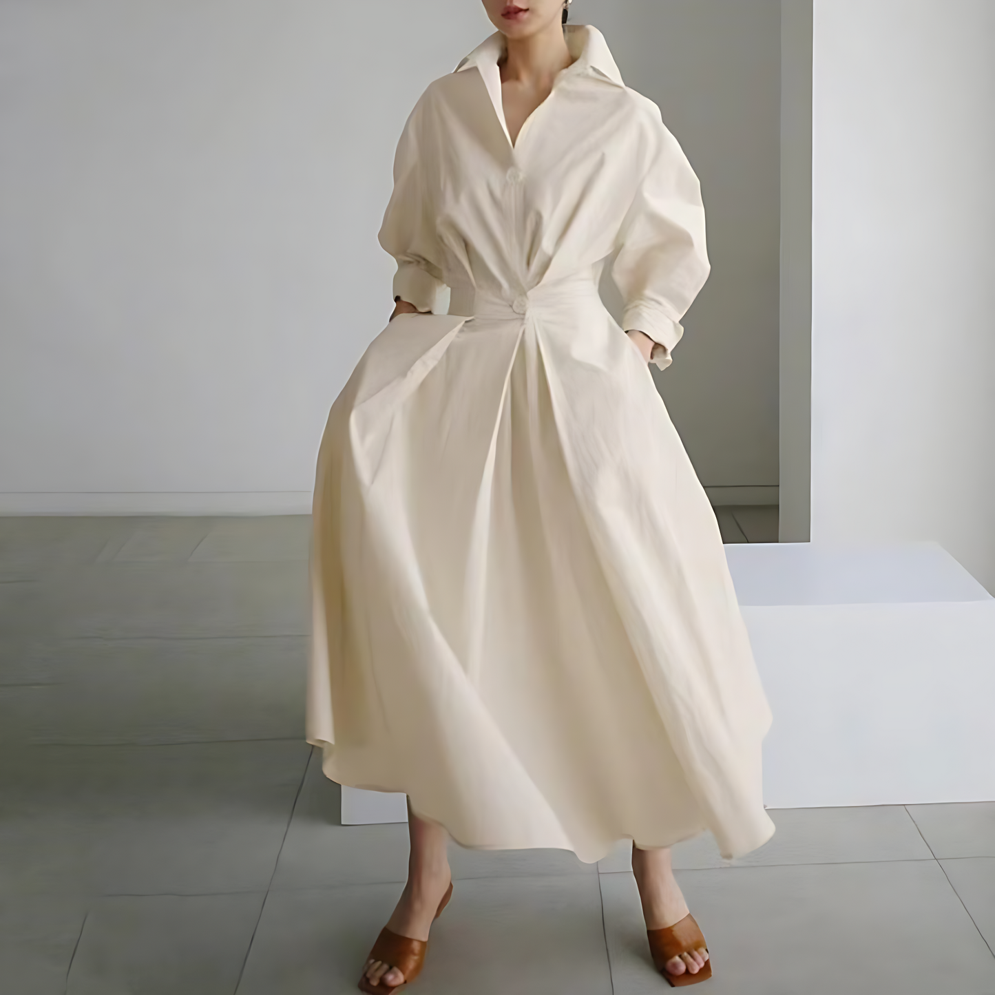 Women’s Button-Up Maxi Shirt Dress