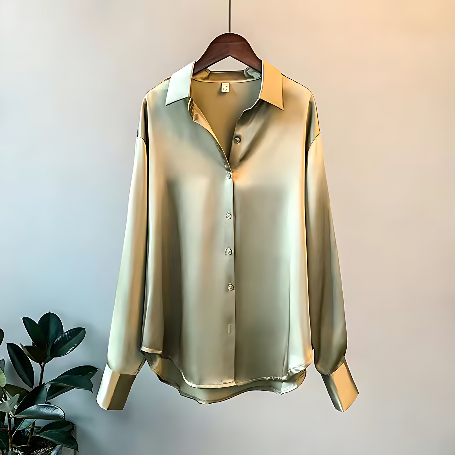 Women’s Elegant Satin Button-Up Blouse
