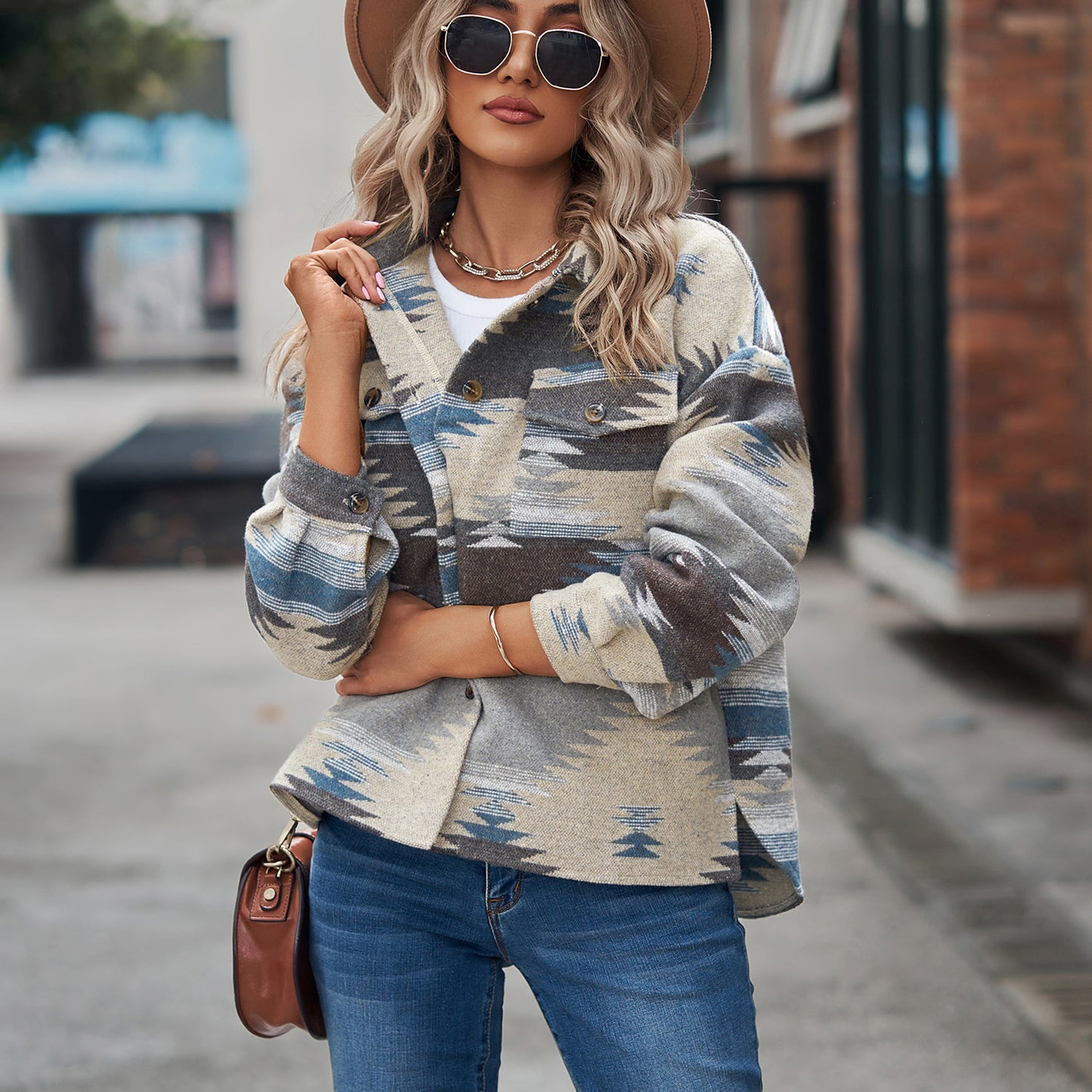 Vintage-Inspired Multicolour Aztec Jacket for Women