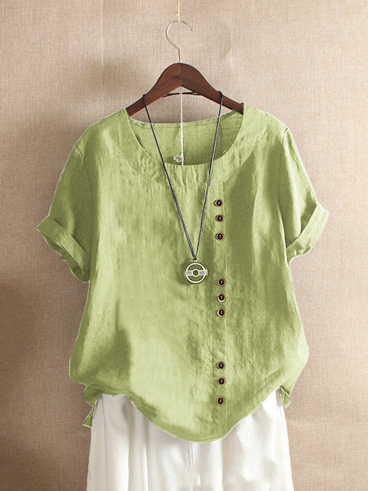 Women’s Vintage Linen Buttoned Blouse