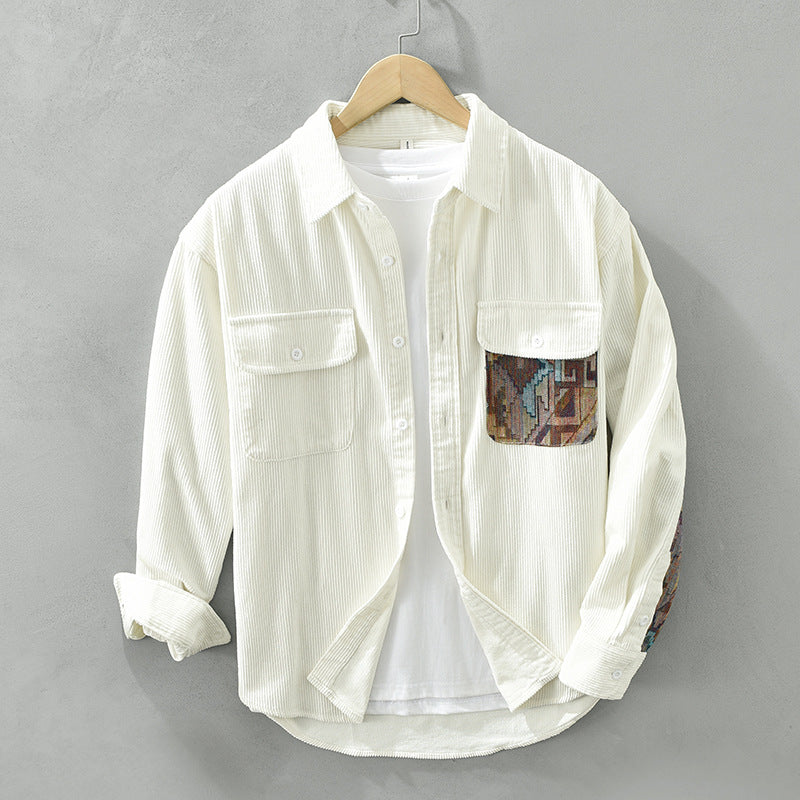 Men’s Corduroy Shirt with Artistic Pocket Detail