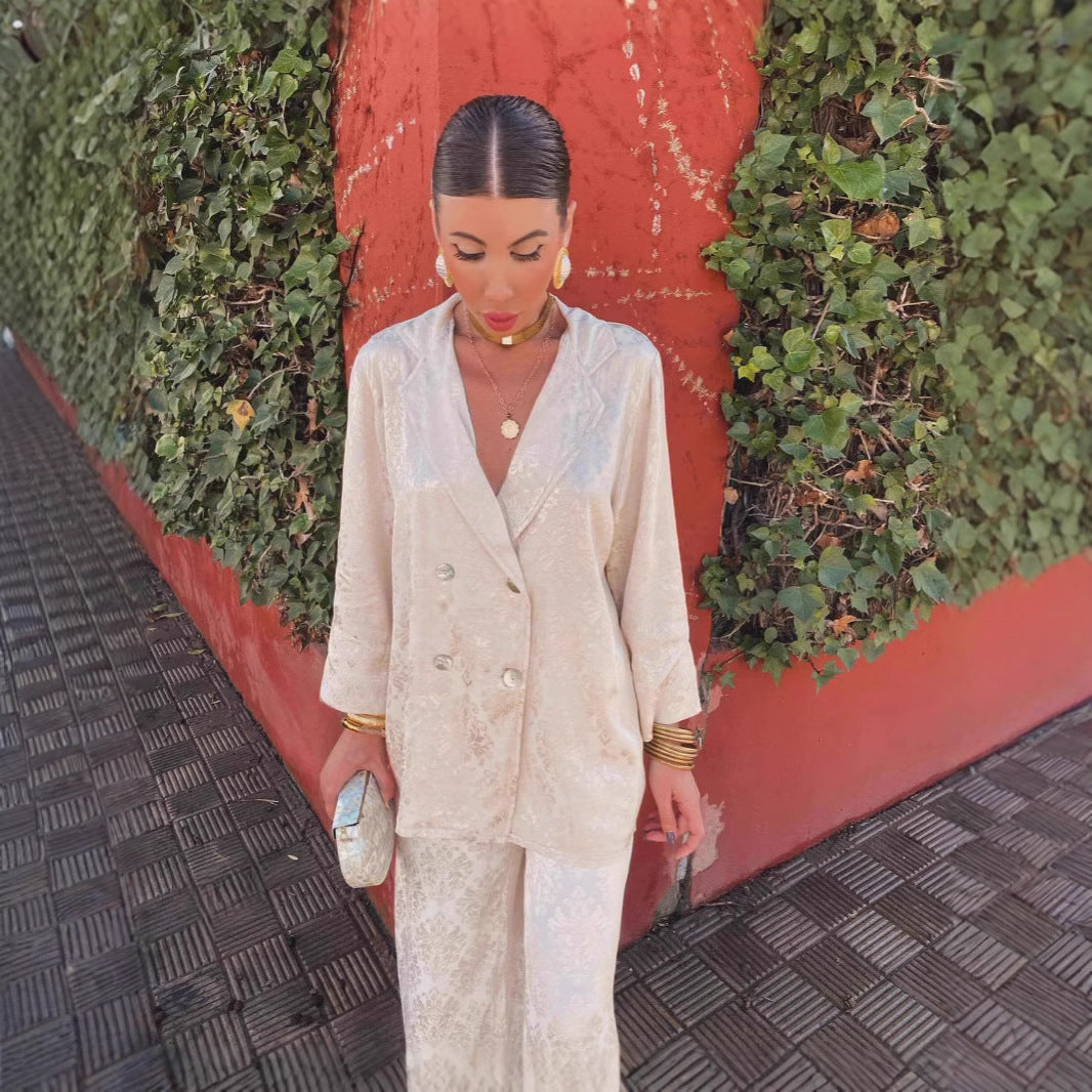 Monroee | Wide-Leg Pants Set with Structured Blazer for Women