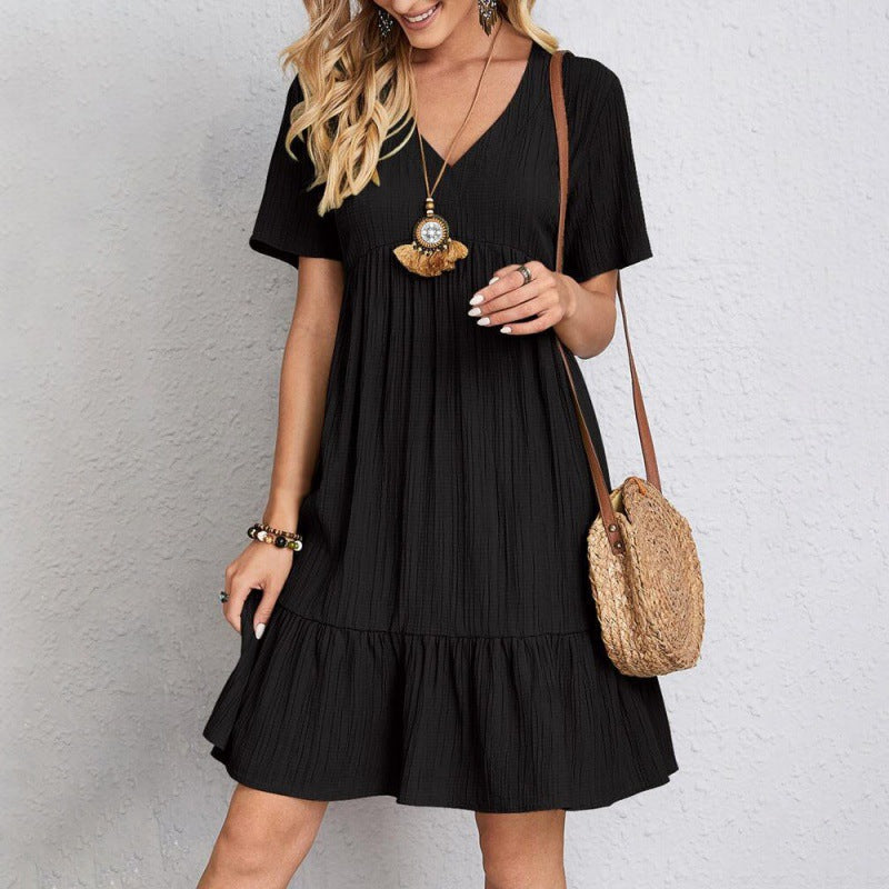 Women’s Boho V-Neck Short-Sleeve Summer Dress