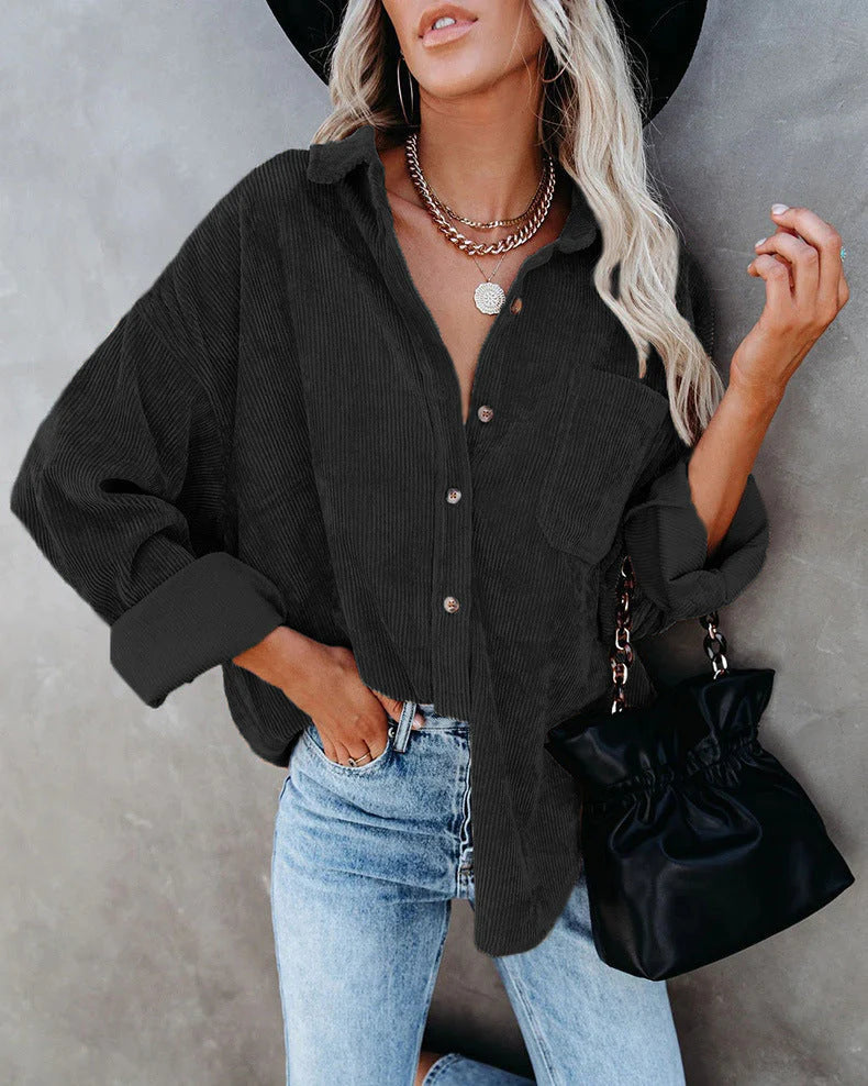 Women’s Oversized Corduroy Button-Up Shirt