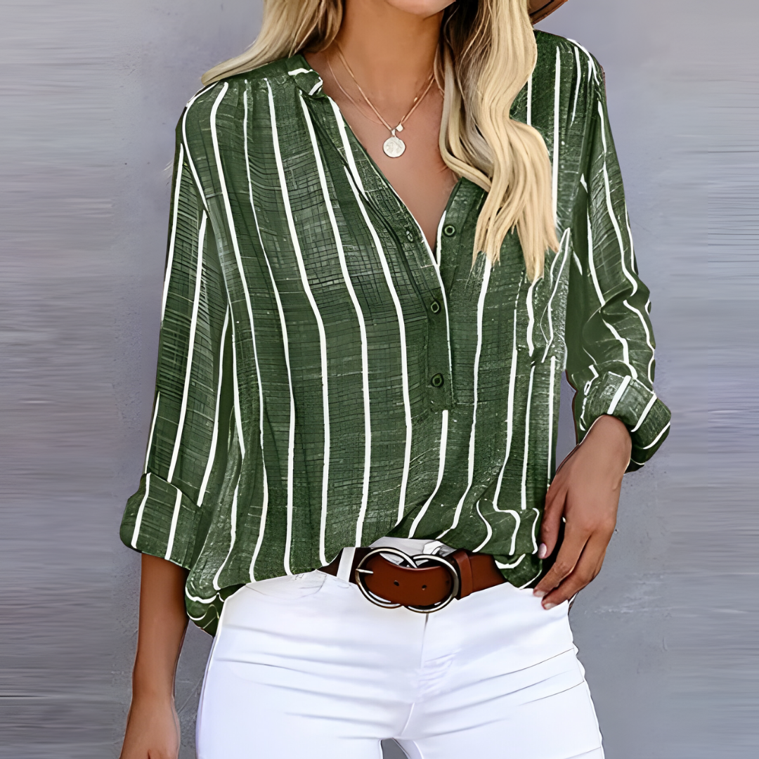 Jantien | Striped blouse in trendy cut for Women