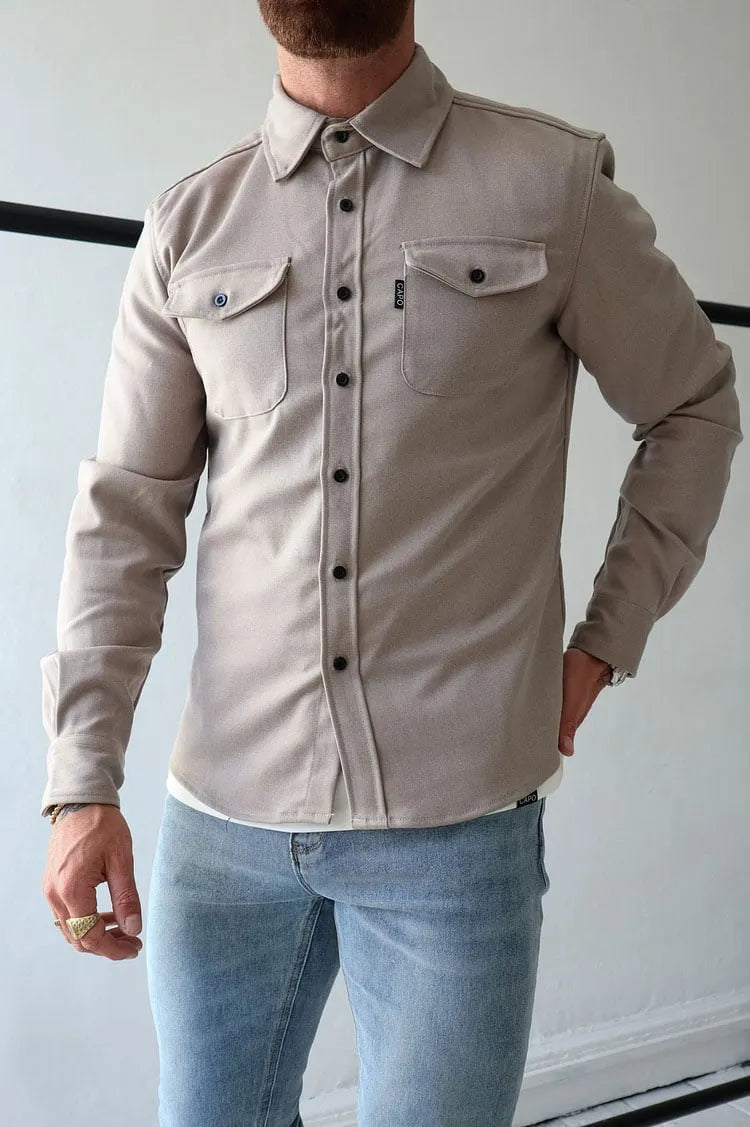 Casual Long-Sleeve Utility Shirt for Men