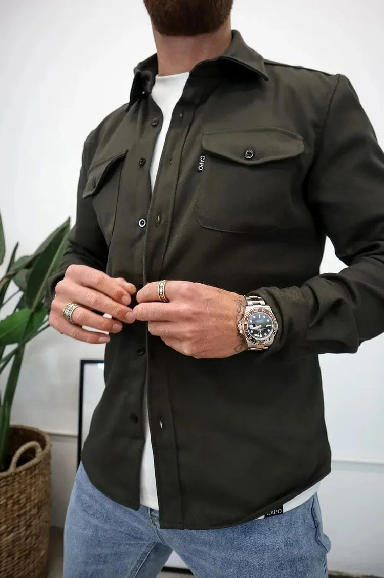 Casual Long-Sleeve Utility Shirt for Men