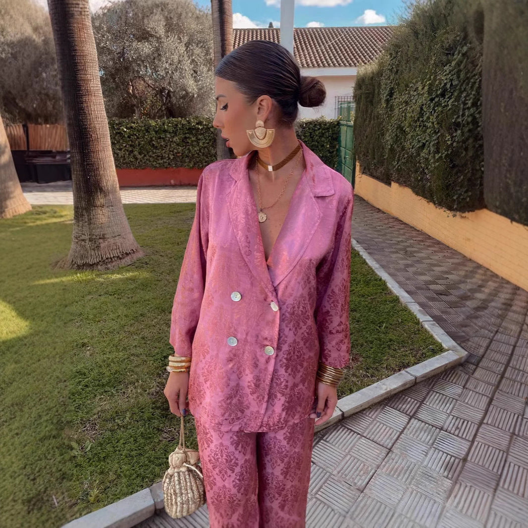 Monroee | Wide-Leg Pants Set with Structured Blazer for Women