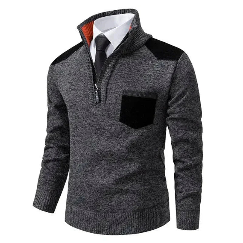 Men’s Half-Zip Knit Sweater with Chest Pocket