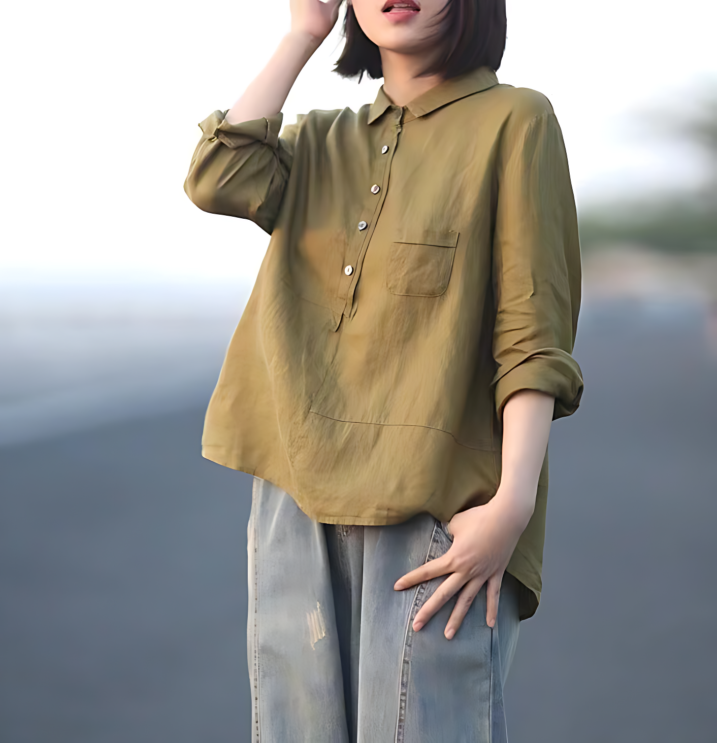 Boho-Chic Linen Shirt for Women