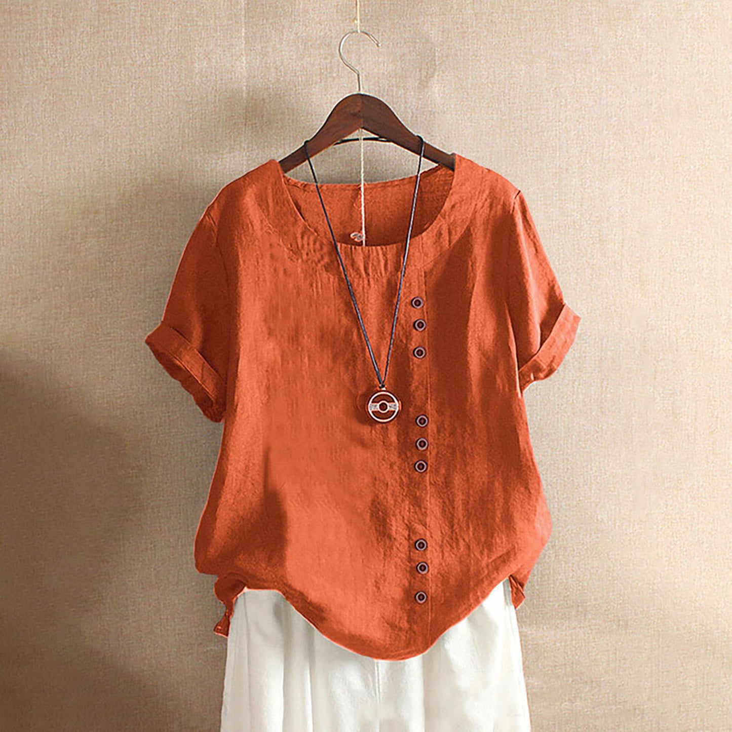 Women’s Vintage Linen Buttoned Blouse