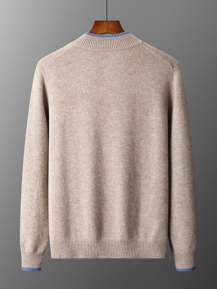 Luxury Knit Cardigan for Men with Ribbed Collar