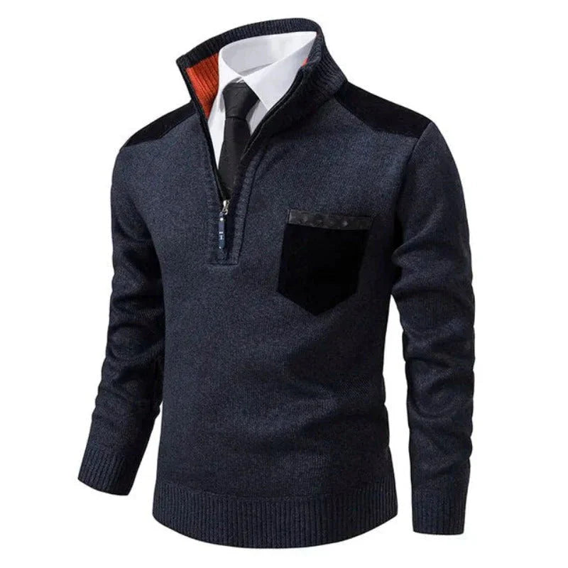 Men’s Half-Zip Knit Sweater with Chest Pocket