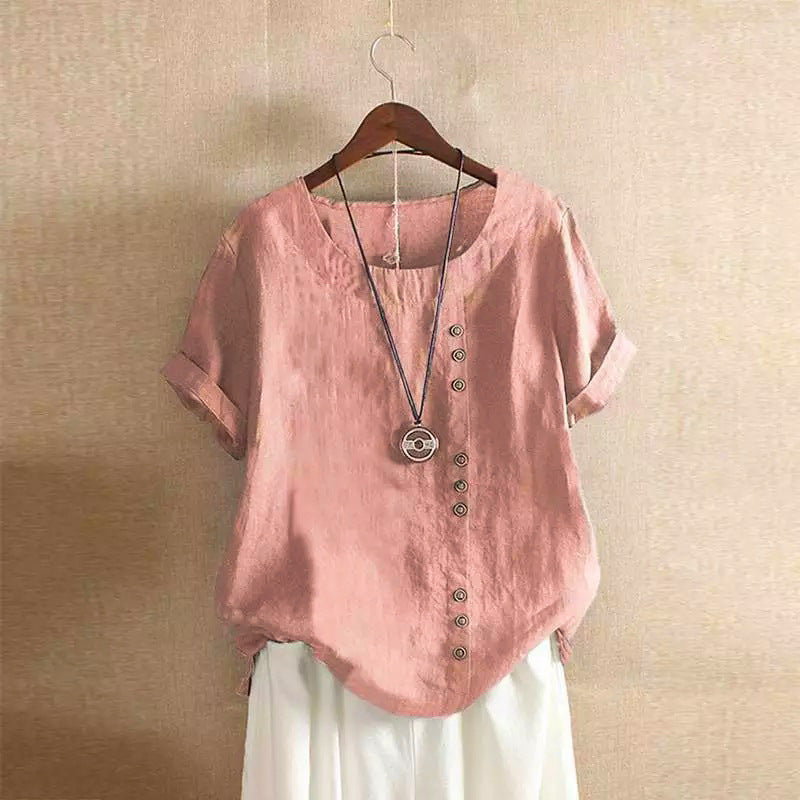 Women’s Vintage Linen Buttoned Blouse