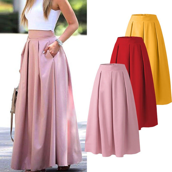 Felicity | High-Waisted Pleated Skirt in Solid Color for Women