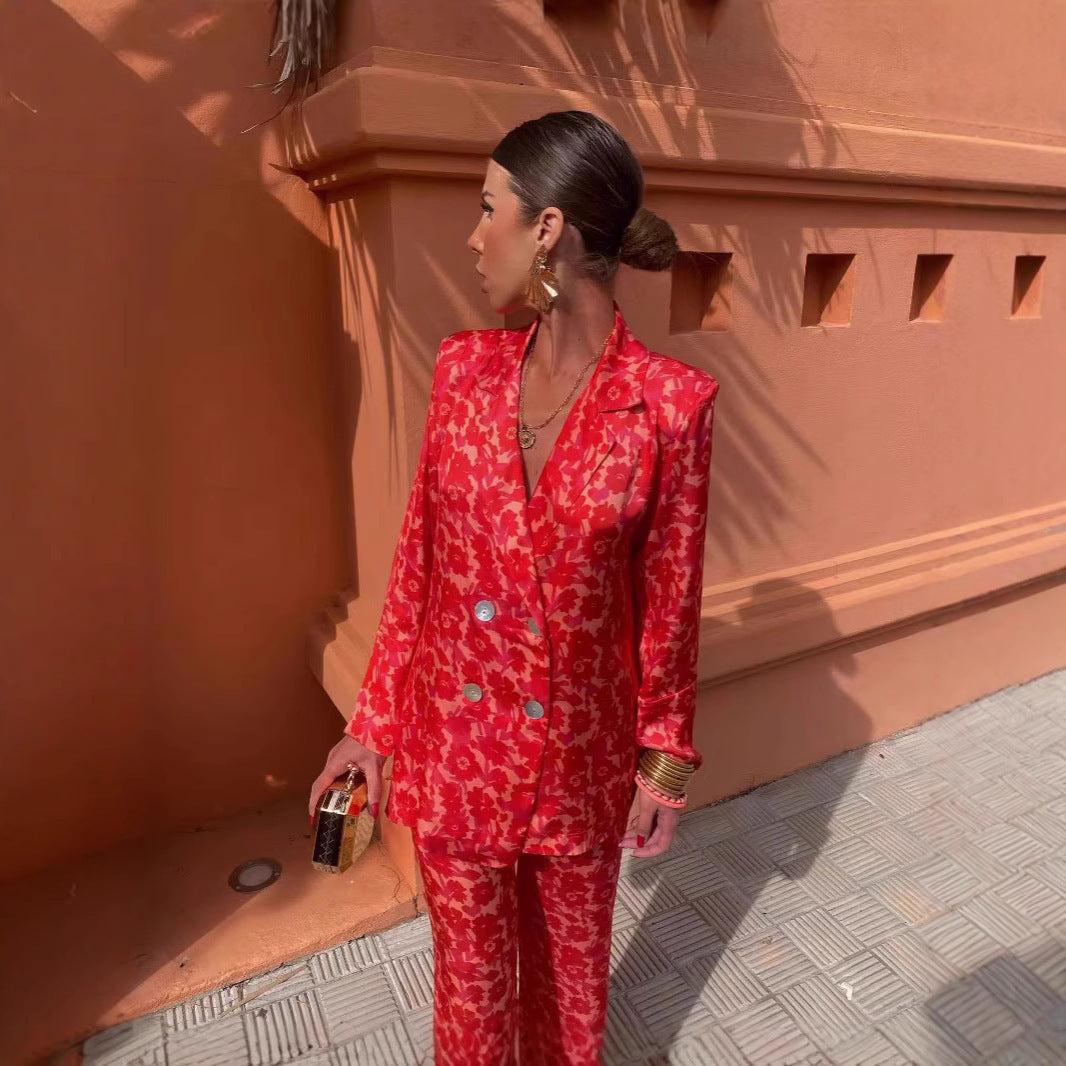 Monroee | Wide-Leg Pants Set with Structured Blazer for Women