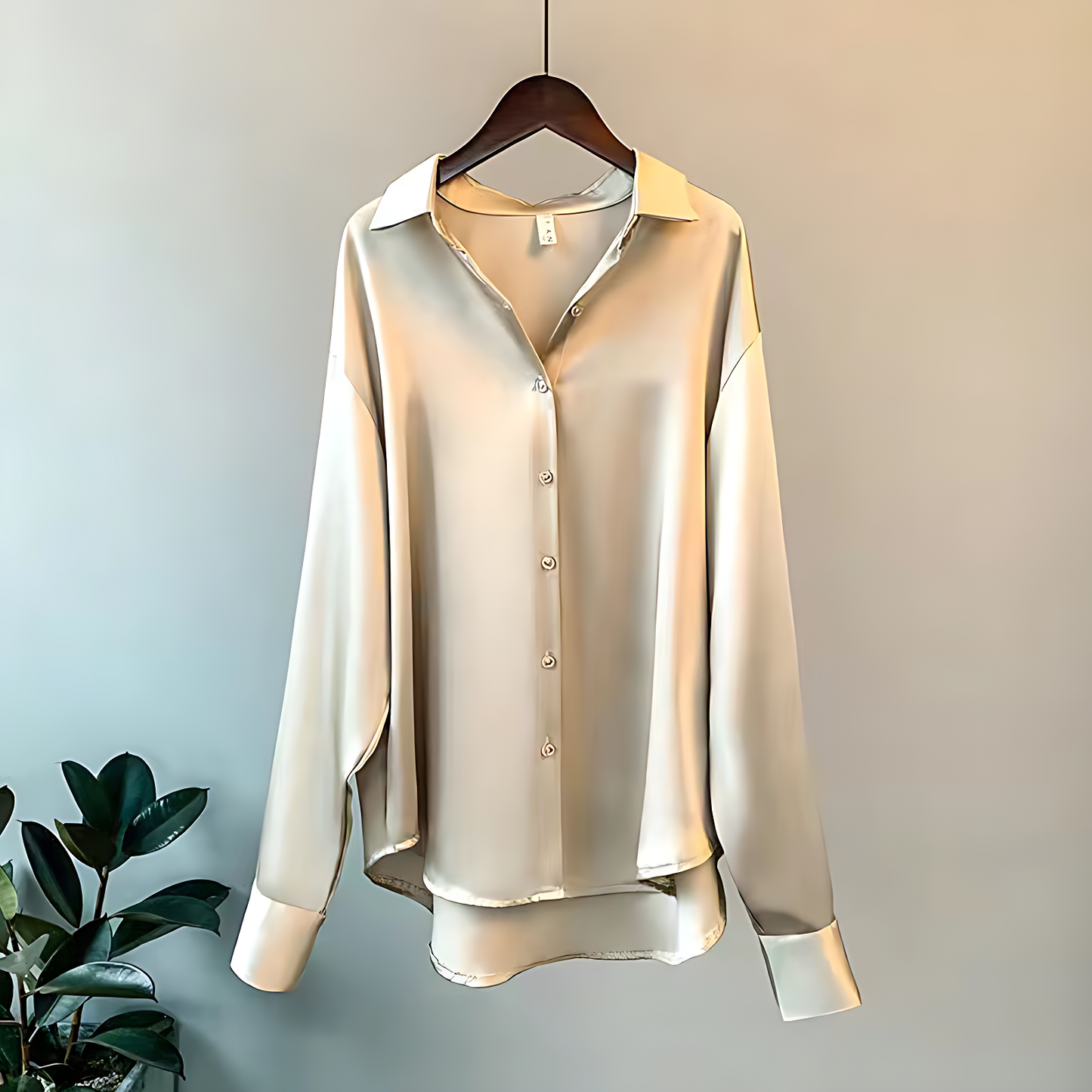 Women’s Elegant Satin Button-Up Blouse