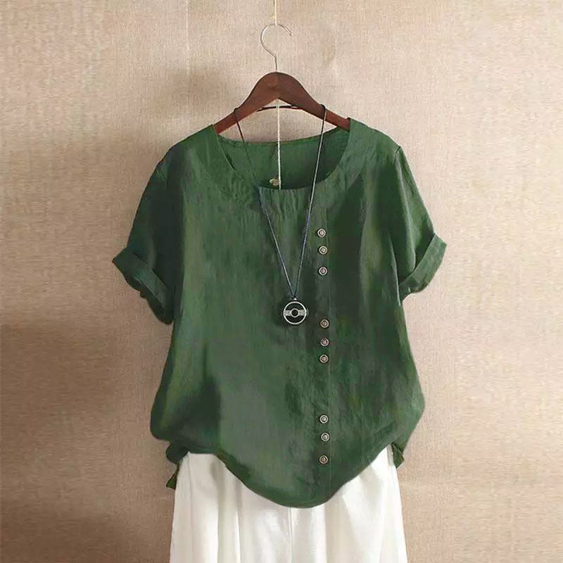 Women’s Vintage Linen Buttoned Blouse