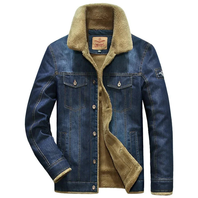 Denim Jacket with Fleece Lining for Men