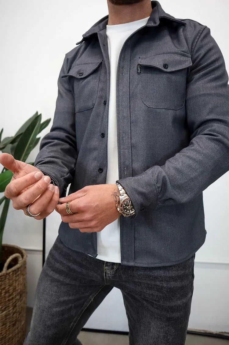 Casual Long-Sleeve Utility Shirt for Men