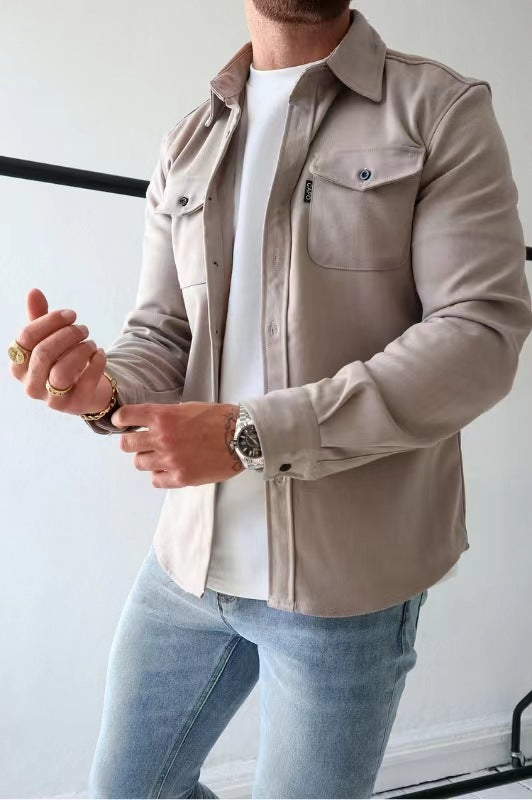 Casual Long-Sleeve Utility Shirt for Men