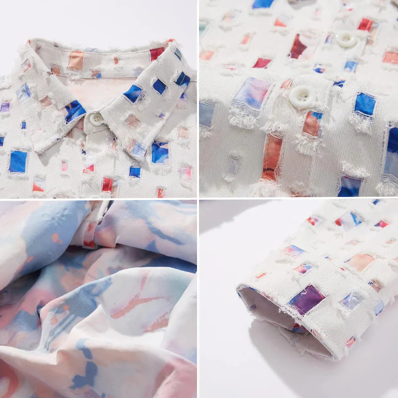 Men’s Abstract Patterned Button-Up Shirt