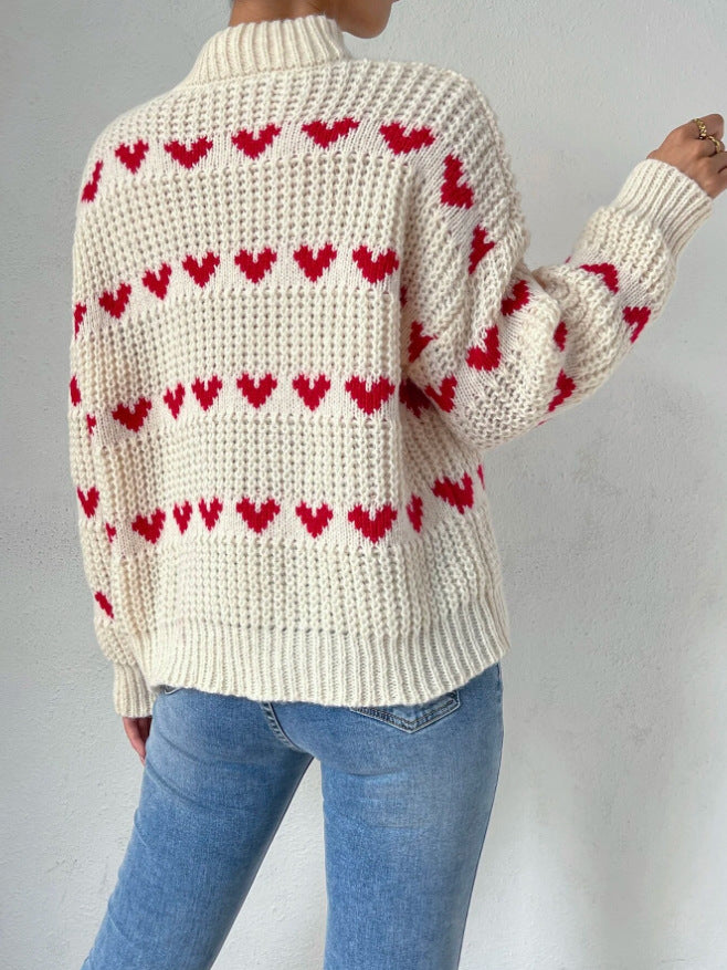 Women’s Knit Heart Pattern Sweater