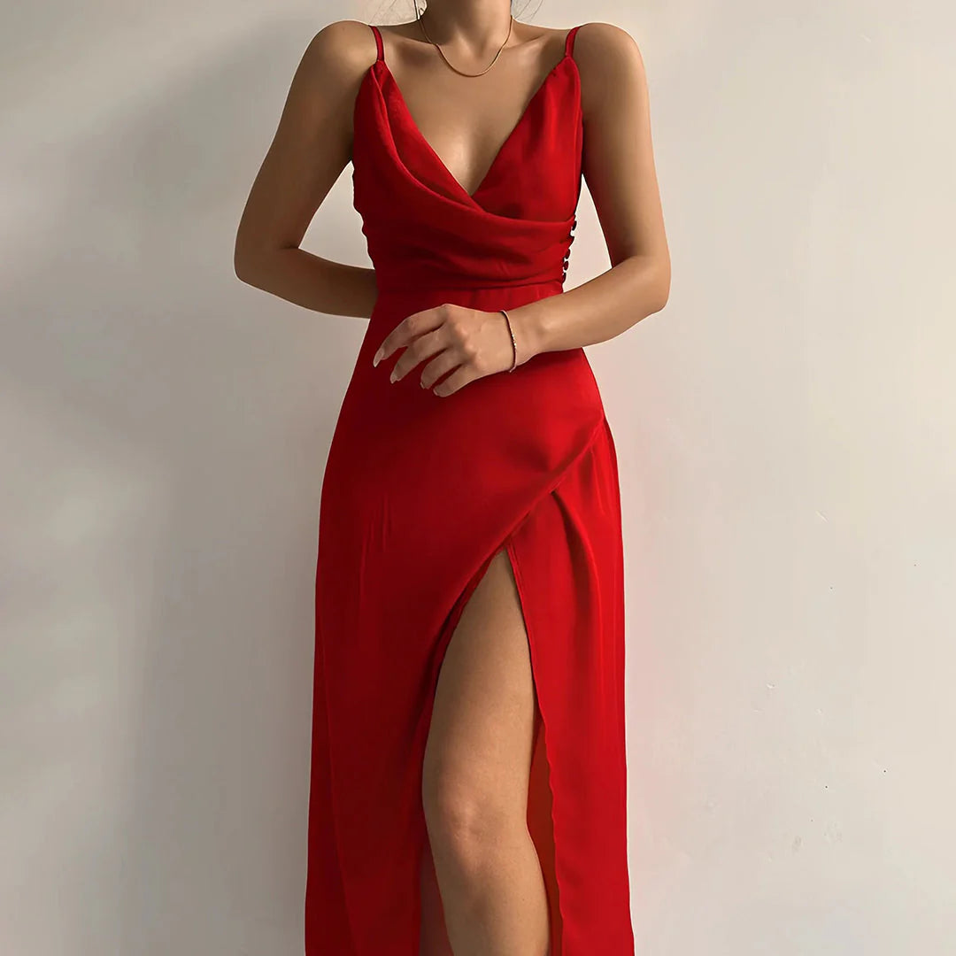 Harper - Sophisticated Maxi Dress with Side Slit for Women