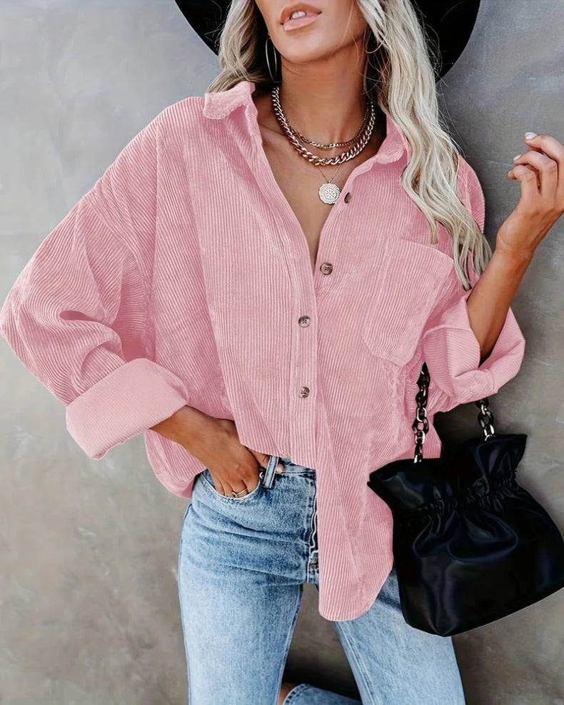 Women’s Oversized Corduroy Button-Up Shirt