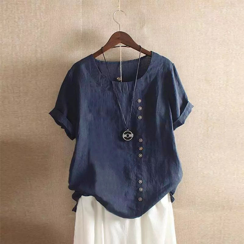 Women’s Vintage Linen Buttoned Blouse