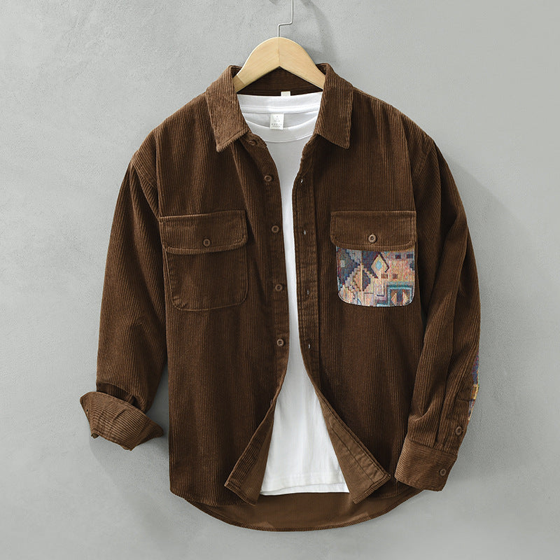 Men’s Corduroy Shirt with Artistic Pocket Detail