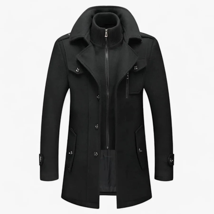 James - Men’s Classic Wool Trench Coat with Inner Zip